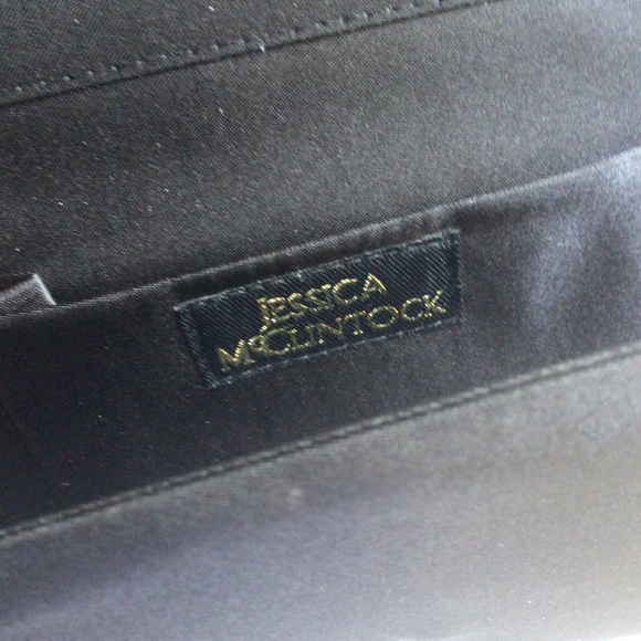 JESSICA MCCLINTOCK BLACK SATIN RIBBON CLUTCH BAG - Picture 6 of 15